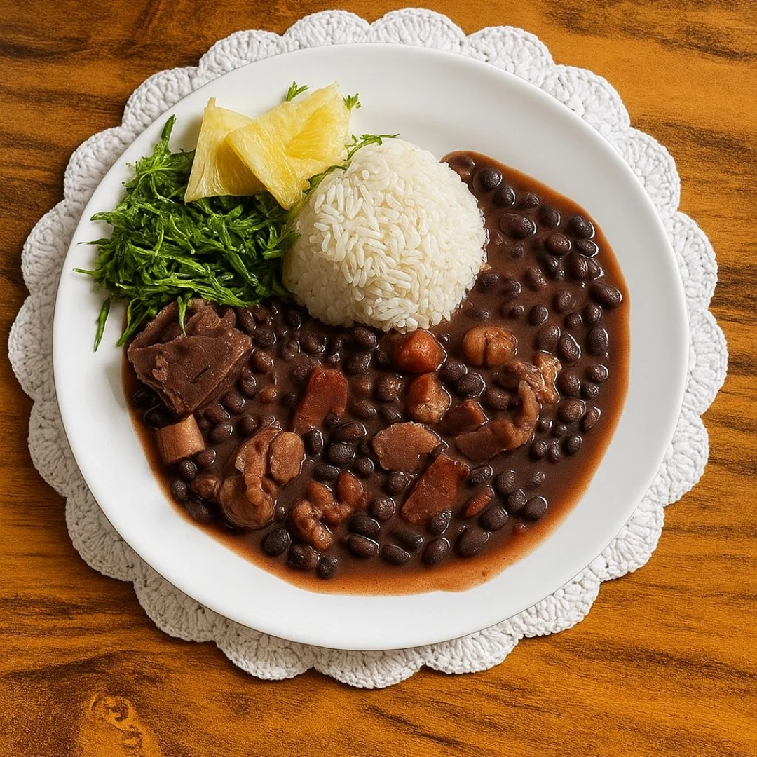 Feijoada do Bistrô Menu com arroz branco e couve